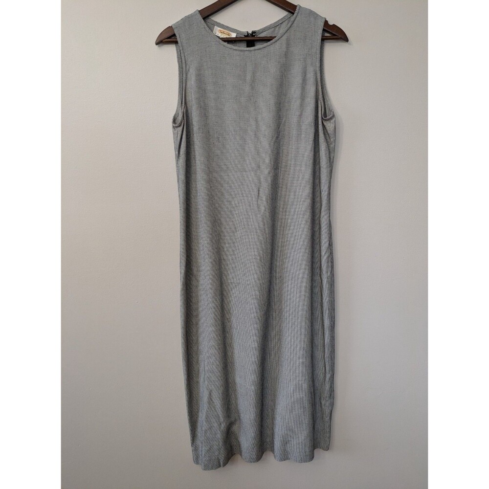 Talbots Midi Houndstooth Sheath Dress Black White Lightweight Sleeveless 10P